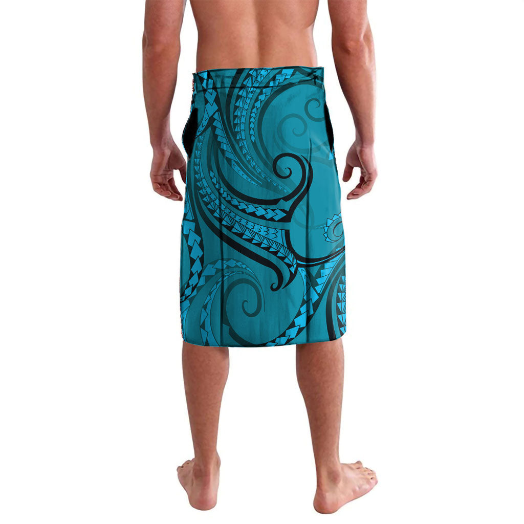 New Zealand Turquoise Darts Lavalava Maori Fern Curve Style