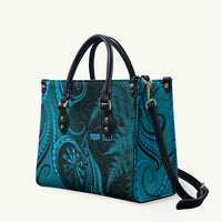 Personalised New Zealand Turquoise Darts Leather Bag Maori Fern Curve Style