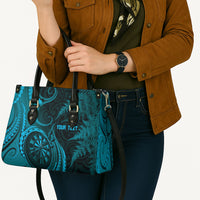 Personalised New Zealand Turquoise Darts Leather Bag Maori Fern Curve Style