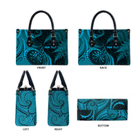 Personalised New Zealand Turquoise Darts Leather Bag Maori Fern Curve Style