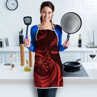 Personalised New Zealand Red Darts Apron Maori Fern Curve Style
