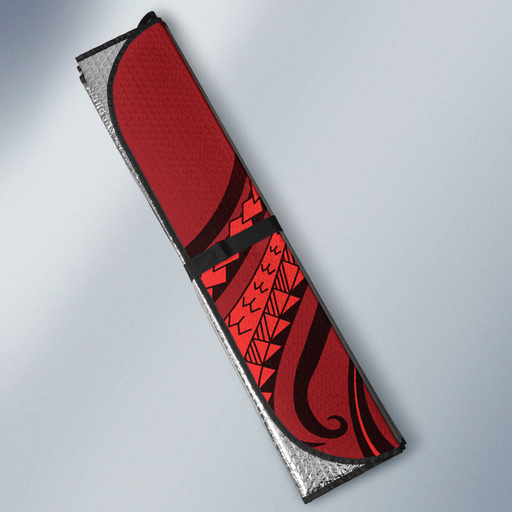 Personalised New Zealand Red Darts Auto Sun Shade Maori Fern Curve Style