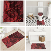 Personalised New Zealand Red Darts Bathroom Set Maori Fern Curve Style