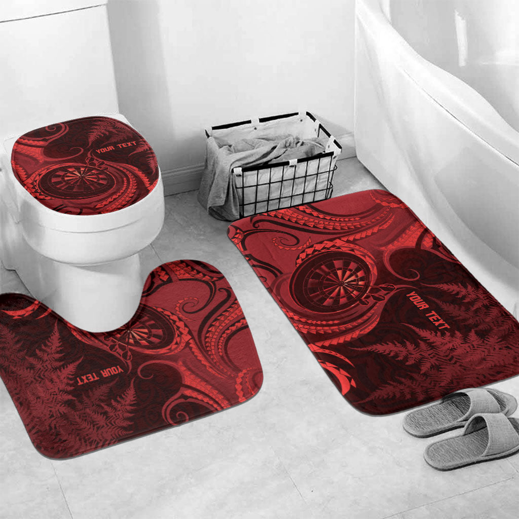Personalised New Zealand Red Darts Bathroom Set Maori Fern Curve Style