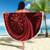 Personalised New Zealand Red Darts Beach Blanket Maori Fern Curve Style
