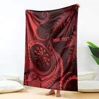 Personalised New Zealand Red Darts Blanket Maori Fern Curve Style