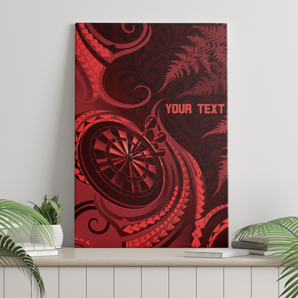 Personalised New Zealand Red Darts Canvas Wall Art Maori Fern Curve Style