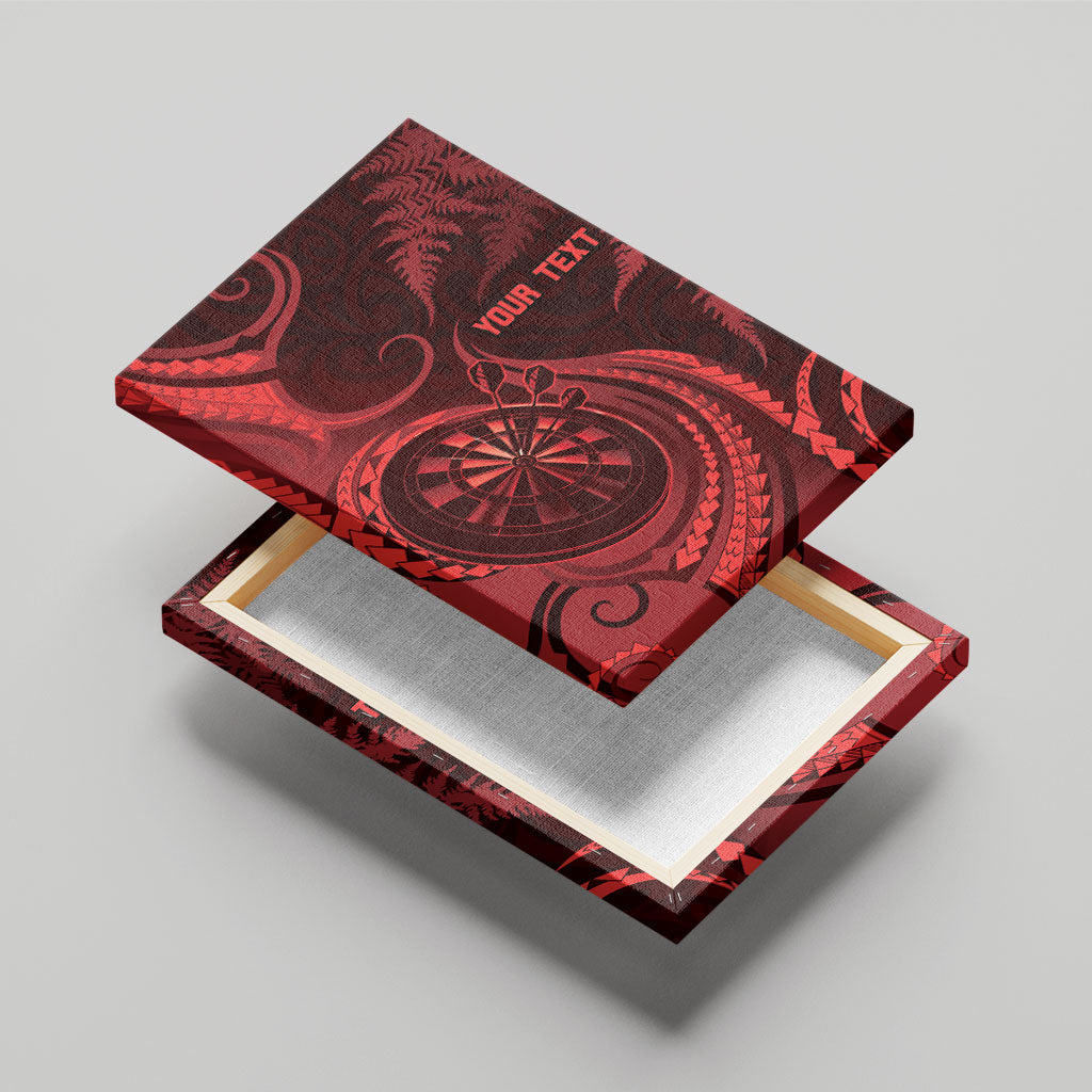 Personalised New Zealand Red Darts Canvas Wall Art Maori Fern Curve Style