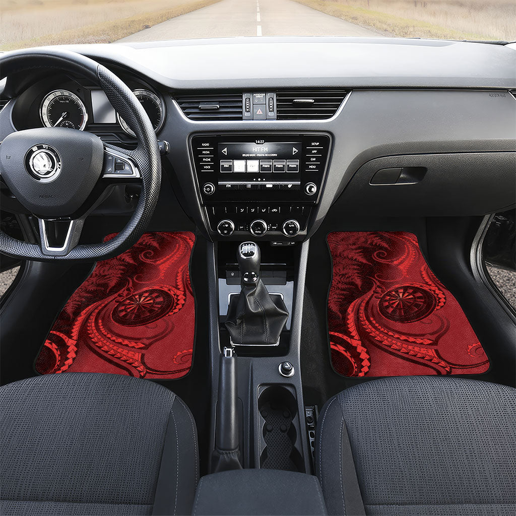 New Zealand Red Darts Car Mats Maori Fern Curve Style