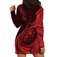 Personalised New Zealand Red Darts Hoodie Dress Maori Fern Curve Style