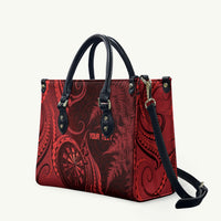 Personalised New Zealand Red Darts Leather Bag Maori Fern Curve Style
