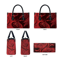 Personalised New Zealand Red Darts Leather Bag Maori Fern Curve Style