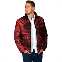 Personalised New Zealand Red Darts Padded Jacket Maori Fern Curve Style