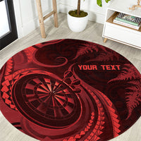 Personalised New Zealand Red Darts Round Carpet Maori Fern Curve Style