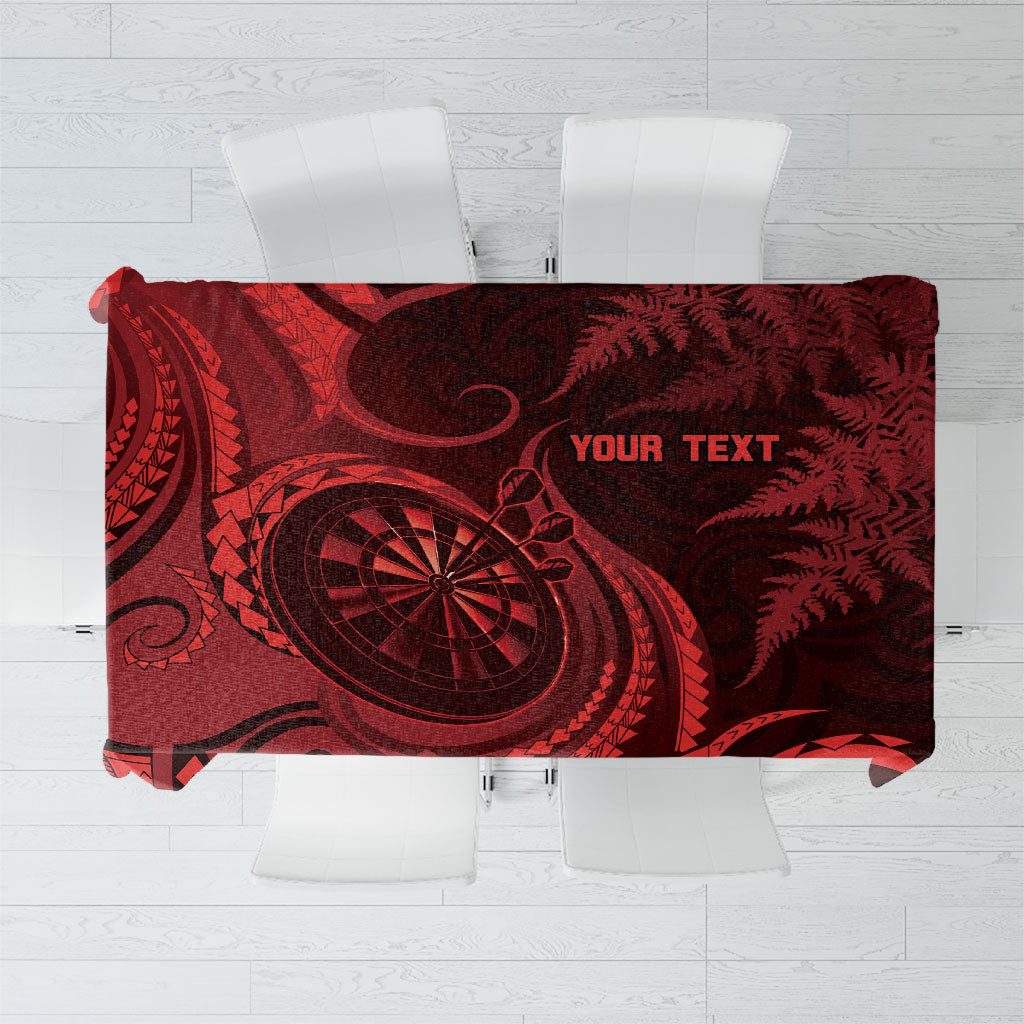 Personalised New Zealand Red Darts Tablecloth Maori Fern Curve Style LT05 Red - Polynesian Pride