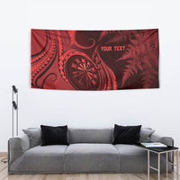 Personalised New Zealand Red Darts Tapestry Maori Fern Curve Style