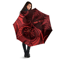 Personalised New Zealand Red Darts Umbrella Maori Fern Curve Style