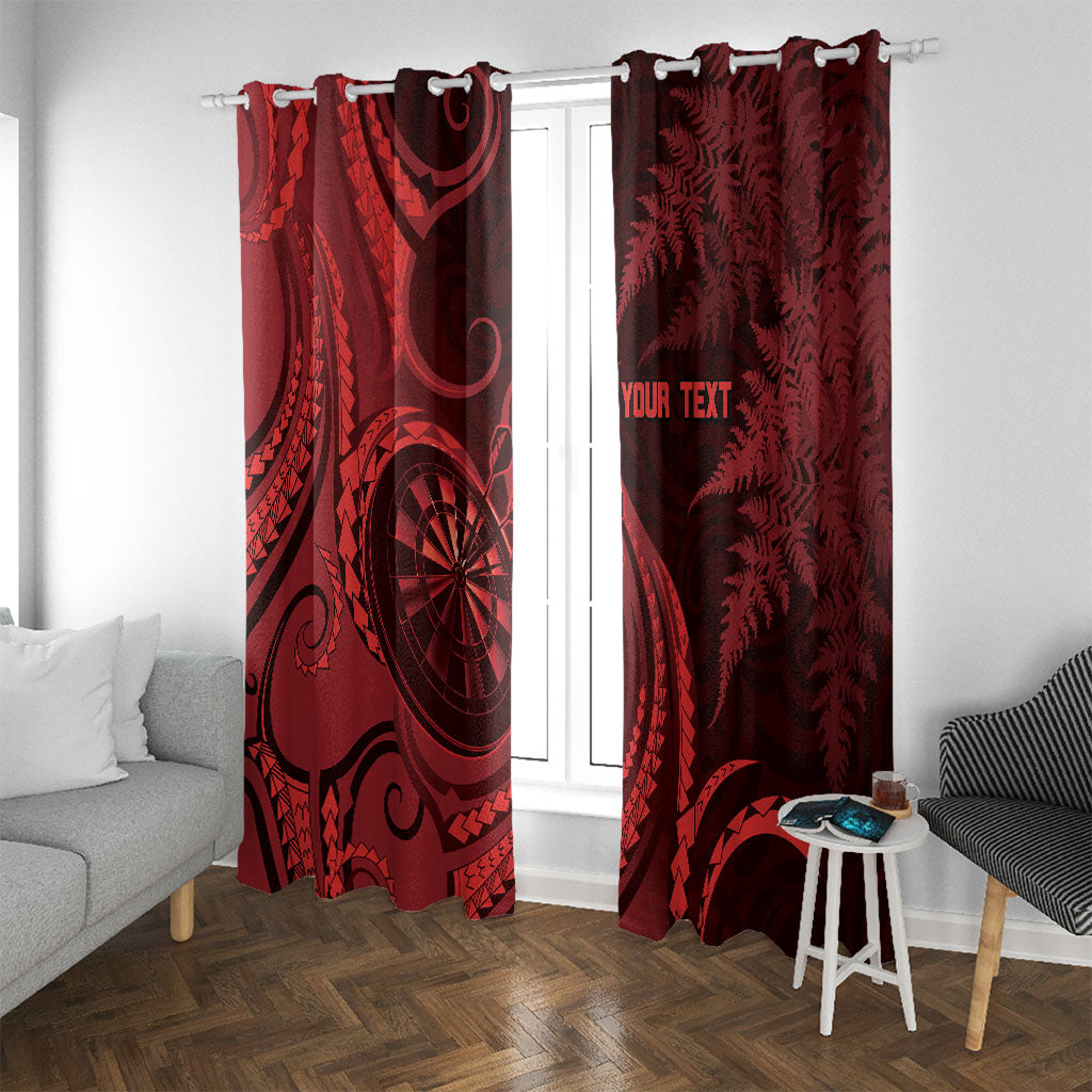Personalised New Zealand Red Darts Window Curtain Maori Fern Curve Style