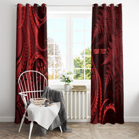 Personalised New Zealand Red Darts Window Curtain Maori Fern Curve Style