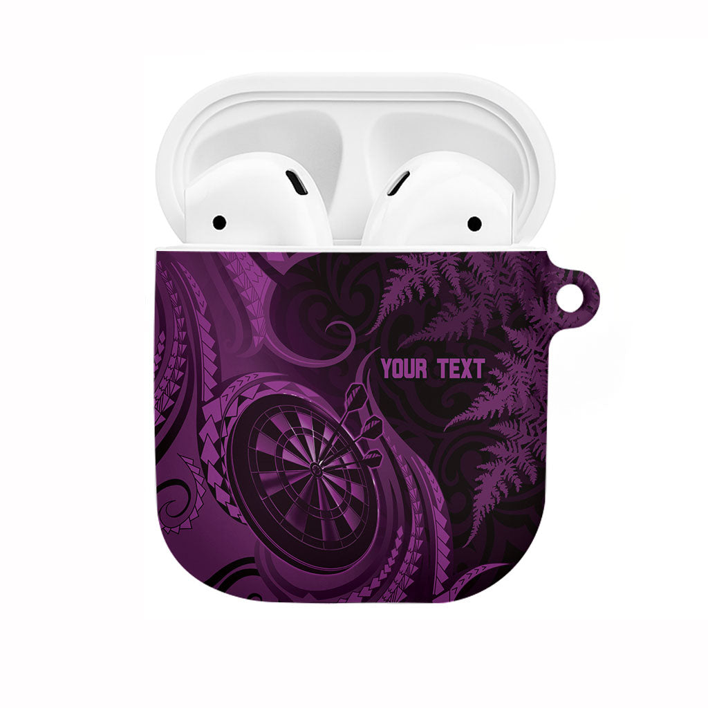 Personalised New Zealand Purple Darts AirPods Case Maori Fern Curve Style