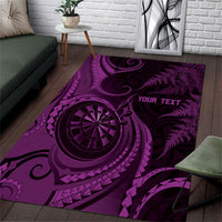 Personalised New Zealand Purple Darts Area Rug Maori Fern Curve Style