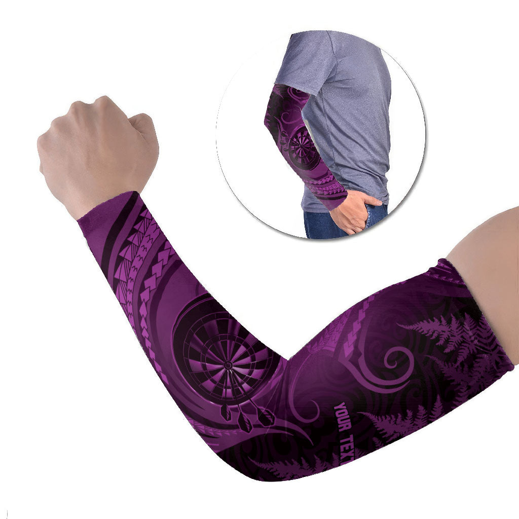 Personalised New Zealand Purple Darts Arm Sleeves Maori Fern Curve Style