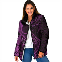 Personalised New Zealand Purple Darts Padded Jacket Maori Fern Curve Style