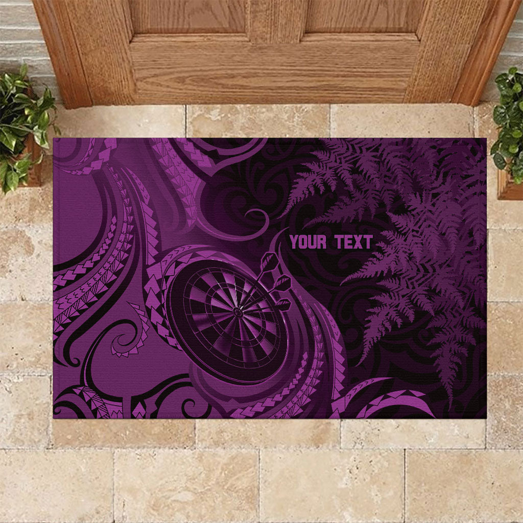 Personalised New Zealand Purple Darts Rubber Doormat Maori Fern Curve Style