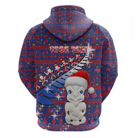 Personalized New Zealand Christmas Hoodie Haka Fern Santa Tiki Meri Kirihimete LT05 - Polynesian Pride