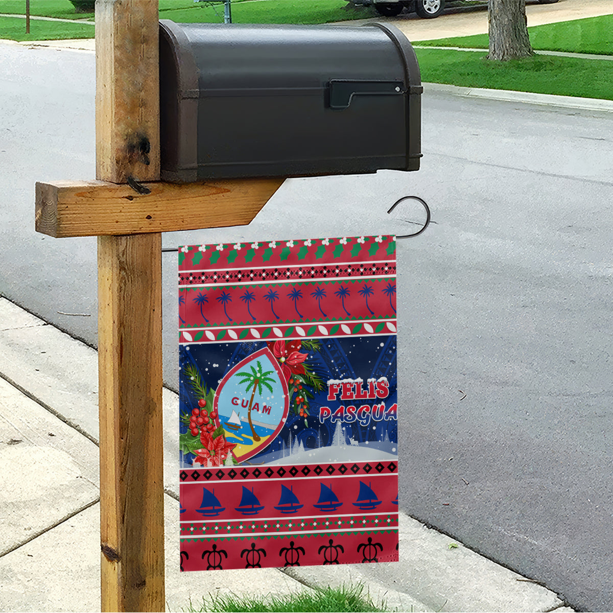 Guam Christmas Garden Flag Guaman Seal Poinsettia Felis Pasgua LT05 - Polynesian Pride