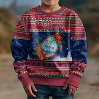 Guam Christmas Kid Ugly Christmas Sweater Guaman Seal Poinsettia Felis Pasgua LT05 - Polynesian Pride
