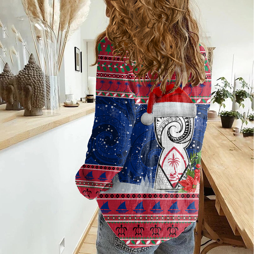 Guam Christmas Women Casual Shirt Guaman Seal Poinsettia Felis Pasgua LT05 - Polynesian Pride