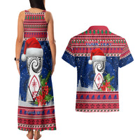 Personalized Guam Christmas Couples Matching Tank Maxi Dress and Hawaiian Shirt Guaman Seal Poinsettia Felis Pasgua LT05 - Polynesian Pride