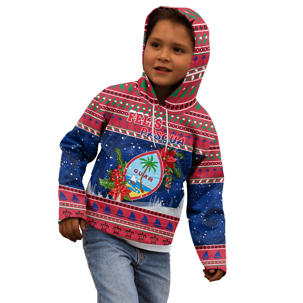Personalized Guam Christmas Kid Hoodie Guaman Seal Poinsettia Felis Pasgua LT05 - Polynesian Pride