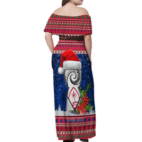 Personalized Guam Christmas Off Shoulder Maxi Dress Guaman Seal Poinsettia Felis Pasgua LT05 - Polynesian Pride