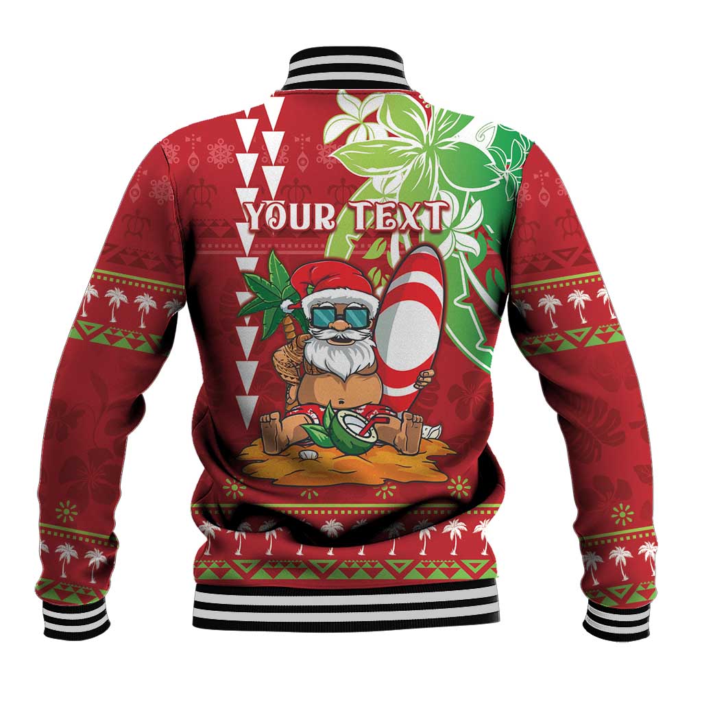 Personalised Hawaii Christmas Baseball Jacket Funny Santa Claus Surf Mele Kalikimaka