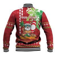 Personalised Hawaii Christmas Baseball Jacket Funny Santa Claus Surf Mele Kalikimaka