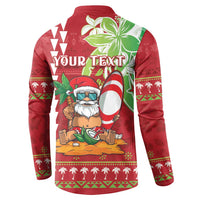 Personalised Hawaii Christmas Button Sweatshirt Funny Santa Claus Surf Mele Kalikimaka