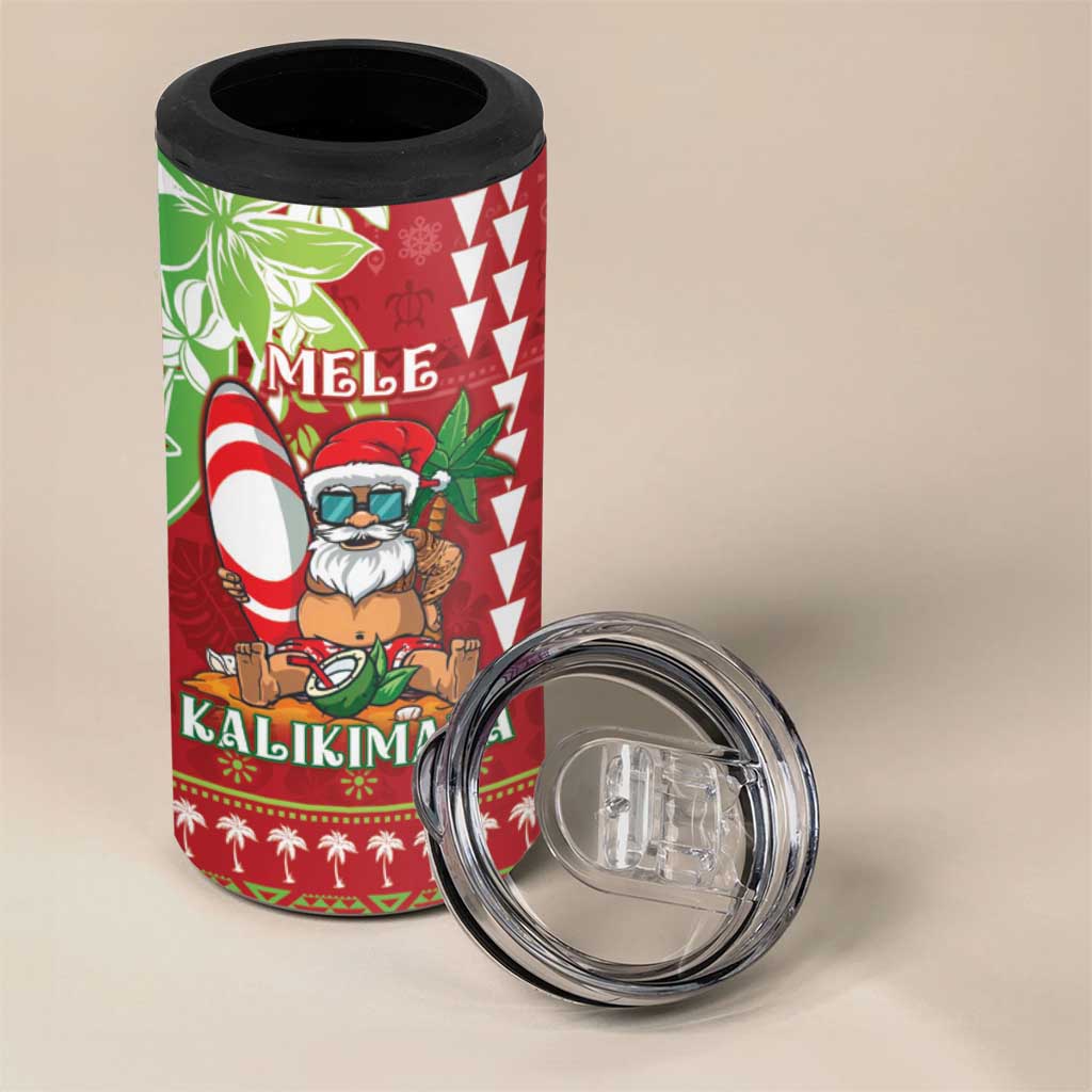 Personalised Hawaii Christmas 4 in 1 Can Cooler Tumbler Funny Santa Claus Surf Mele Kalikimaka