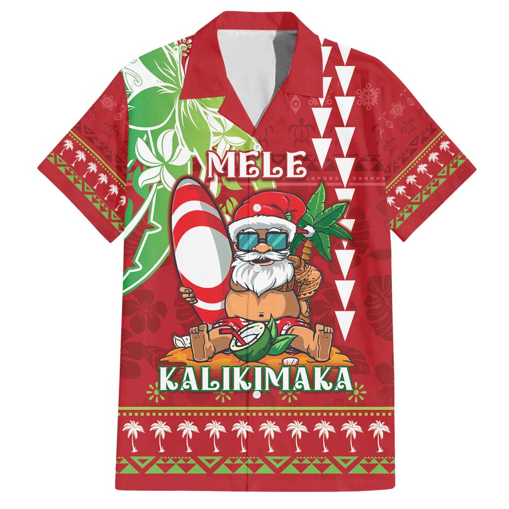 Personalised Hawaii Christmas Family Matching Off Shoulder Maxi Dress and Hawaiian Shirt Funny Santa Claus Surf Mele Kalikimaka LT05 Dad's Shirt - Short Sleeve Red - Polynesian Pride