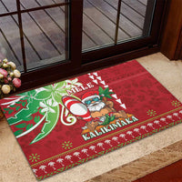 Hawaii Christmas Rubber Doormat Funny Santa Claus Surf Mele Kalikimaka