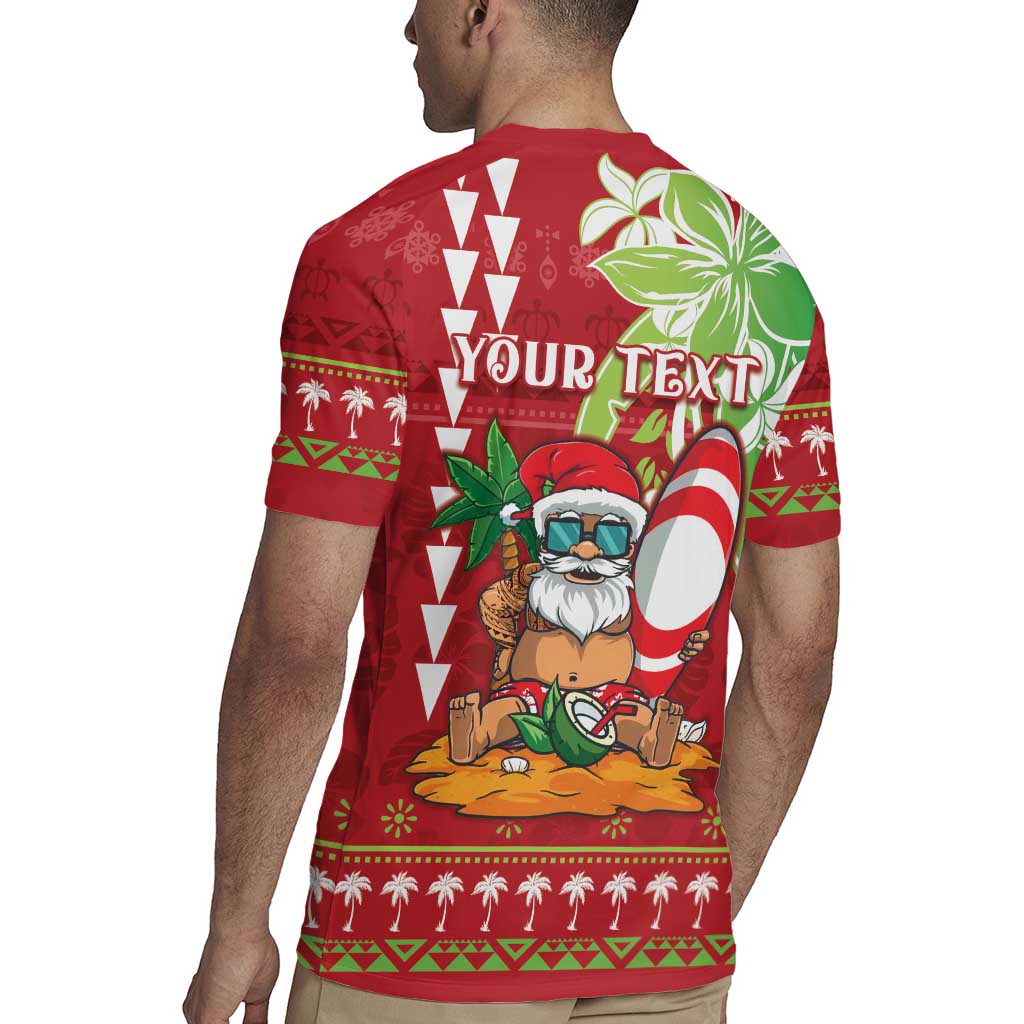 Personalised Hawaii Christmas Rugby Jersey Funny Santa Claus Surf Mele Kalikimaka