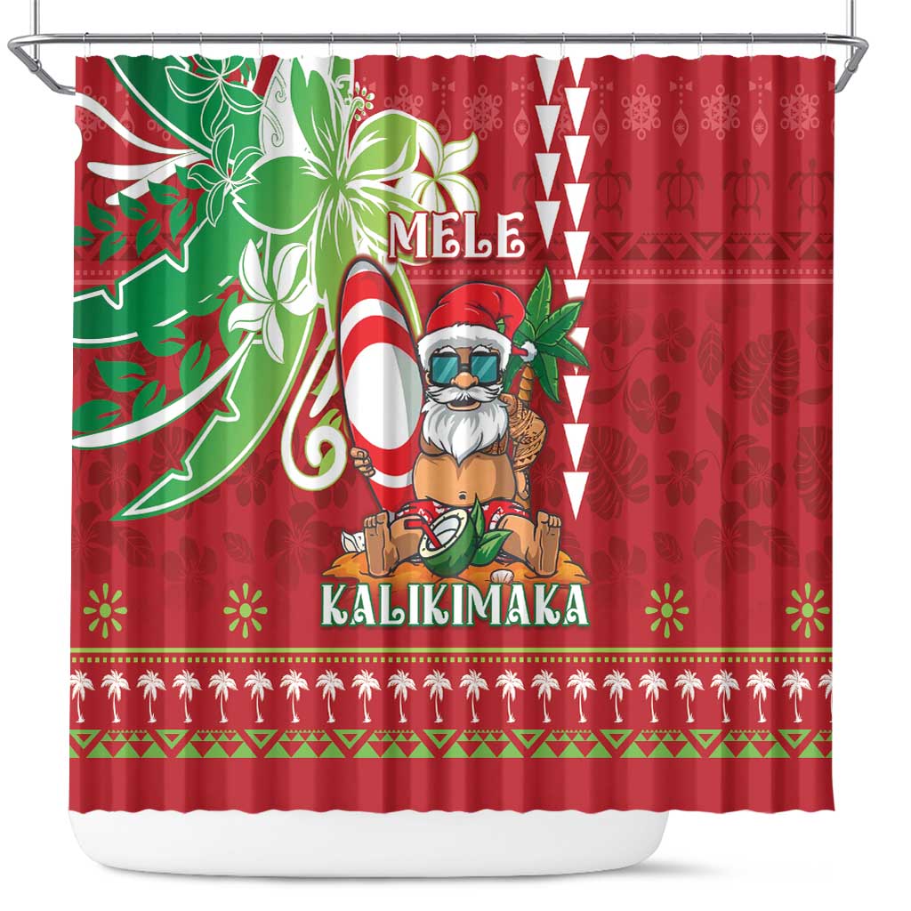 Hawaii Christmas Shower Curtain Funny Santa Claus Surf Mele Kalikimaka