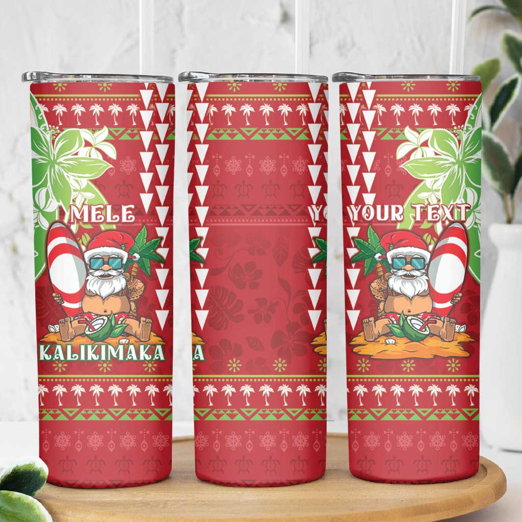 Personalised Hawaii Christmas Skinny Tumbler Funny Santa Claus Surf Mele Kalikimaka