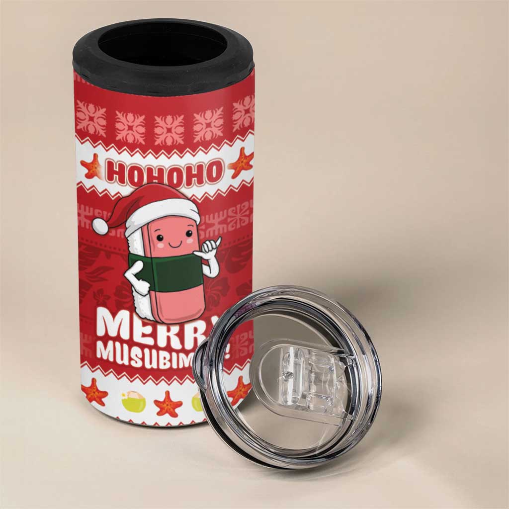 Hawaii Funny Christmas 4 in 1 Can Cooler Tumbler Spam Musubi Santa