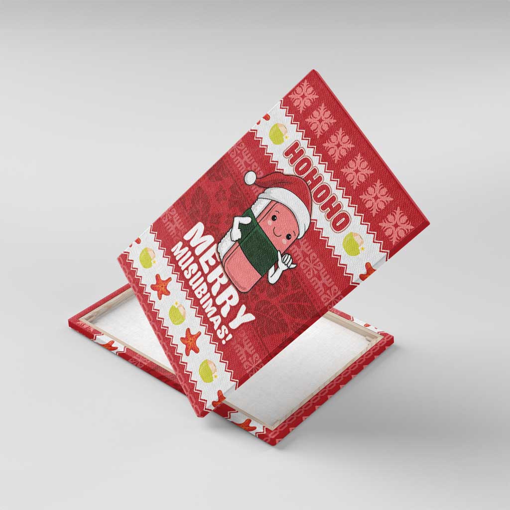 Hawaii Funny Christmas Canvas Wall Art Spam Musubi Santa
