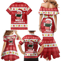 Hawaii Funny Christmas Family Matching Mermaid Dress and Hawaiian Shirt Spam Musubi Santa