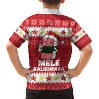 Hawaii Funny Christmas Family Matching Off The Shoulder Long Sleeve Dress and Hawaiian Shirt Spam Musubi Santa