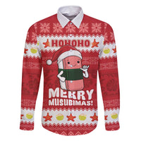 Hawaii Funny Christmas Family Matching Off Shoulder Maxi Dress and Hawaiian Shirt Spam Musubi Santa