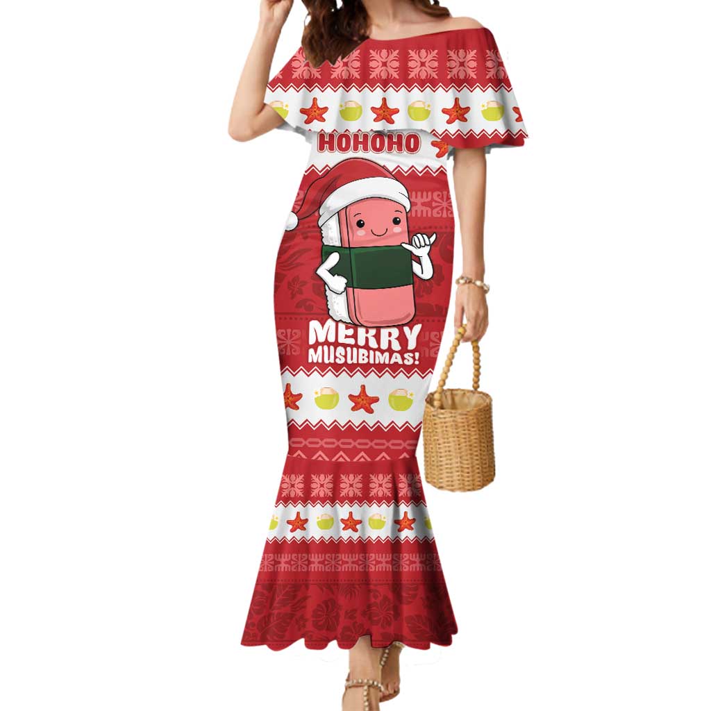 Hawaii Funny Christmas Mermaid Dress Spam Musubi Santa